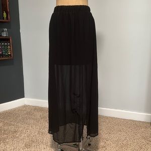 Black chiffon maxi skirt